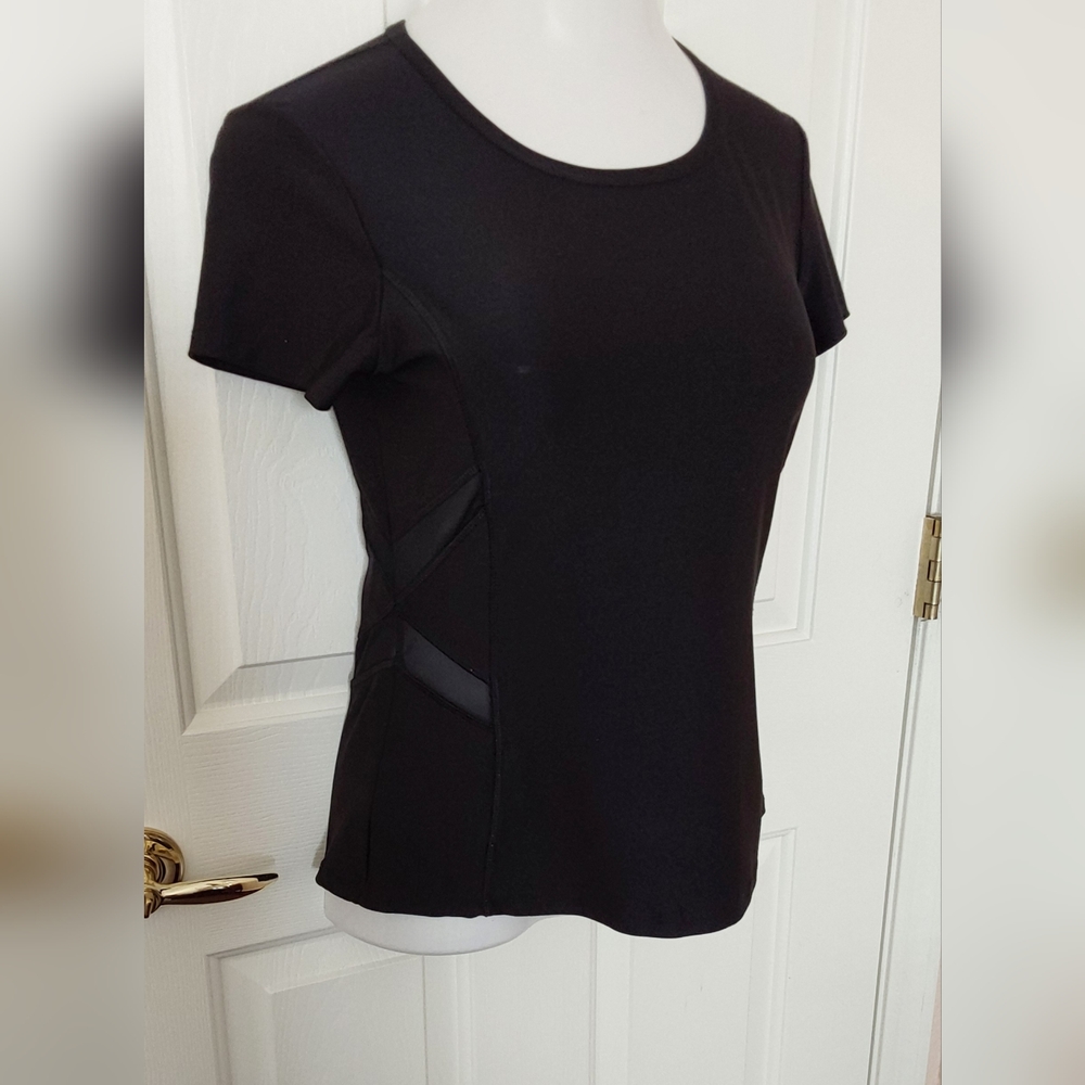 Gottex short sleeve black mesh tee top Medium - Picture 4 of 8